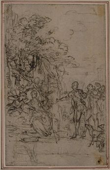 Study for Vignette in Fontenelle's (attr.) "Les Amours de Mirtil", Canto II, c. 1761. Creator: Hubert Francois Gravelot