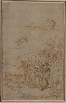Study for Vignette in Fontenelle's (attr.) "Les Amours de Mirtil", Canto V, c. 1761. Creator: Hubert Francois Gravelot