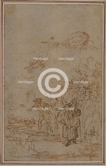 Study for Vignette in Fontenelle's (attr.) "Les Amours de Mirtil", Canto V, c. 1761. Creator: Hubert Francois Gravelot.