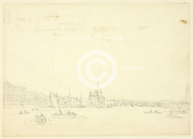 Study for View of London from the Thames, c. 1809. Creator: Augustus Charles Pugin.