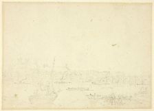 Study for View of Westminster Hall and Bridge, from Microcosm of London, c. 1810. Creator: Augustus Charles Pugin