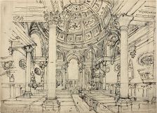 Study for Walbrook Church (recto); Sketches of Sailboats, Men and Dinghies (verso), 1807. Creator: Augustus Charles Pugin