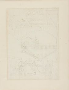 Study for Water Engine, Cold-Bath, Field's Prison, from Microcosm of London, c. 1808. Creator: Augustus Charles Pugin