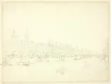 Study for West India Docks, from Microcosm of London, c. 1809. Creator: Augustus Charles Pugin