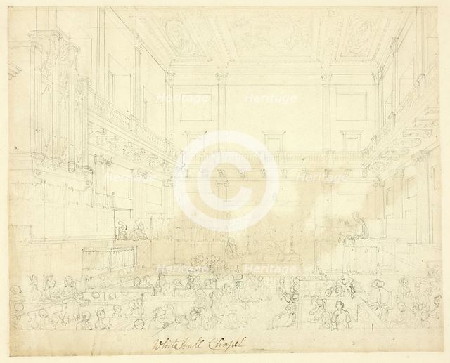 Study for Whitehall Chapel, from Microcosm of London, c. 1809. Creator: Augustus Charles Pugin.