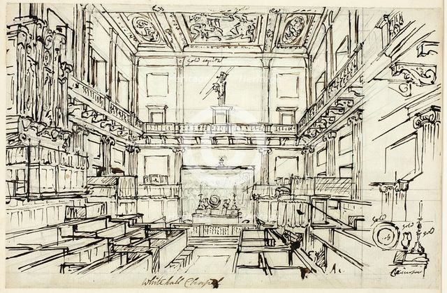Study for Whitehall Chapel, from Microcosm of London, c. 1809. Creator: Augustus Charles Pugin.