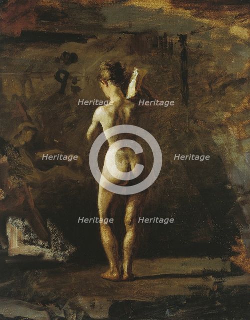 Study for "William Rush Carving His Allegorical Figure of the Schuylkill River", 1876/77. Creator: Thomas Eakins.