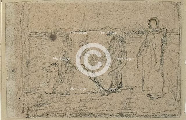 Study for Woman Pasturing her Cow, c. 1858. Creator: Jean Francois Millet.