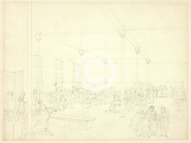 Study for Workhouse, St. James' Parish, from Microcosm of London, c. 1809. Creator: Augustus Charles Pugin.