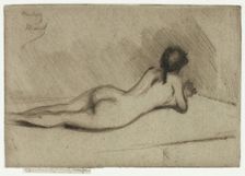 Study from the Nude of a Girl Lying Down, 1890. Creator: Theodore Roussel