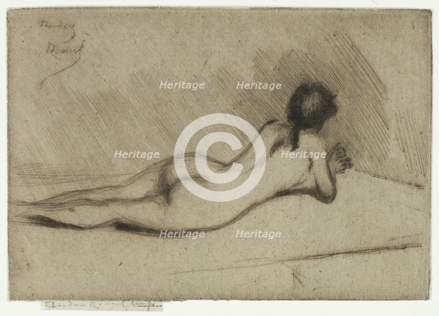 Study from the Nude of a Girl Lying Down, 1890. Creator: Theodore Roussel.