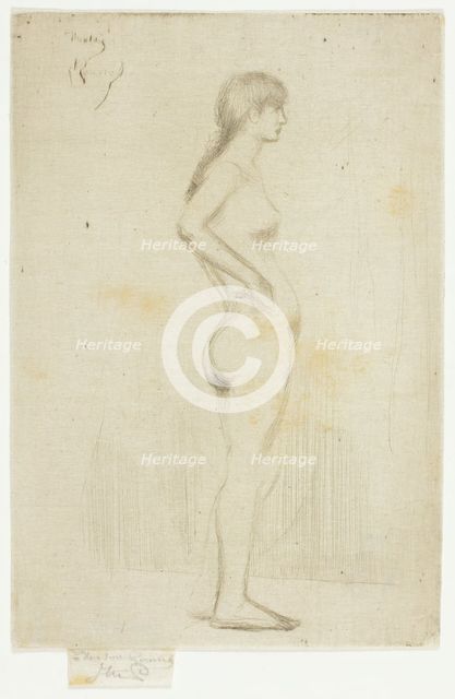 Study from the Nude of a Girl Standing, 1890. Creator: Theodore Roussel.