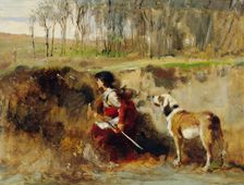Study knight with dog, c1870/1880. Creator: Johann Till