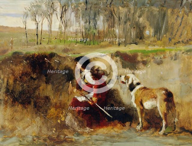 Study knight with dog, c1870/1880. Creator: Johann Till.