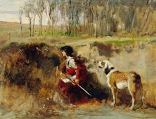 Study knight with dog, c1870/1880. Creator: Johann Till