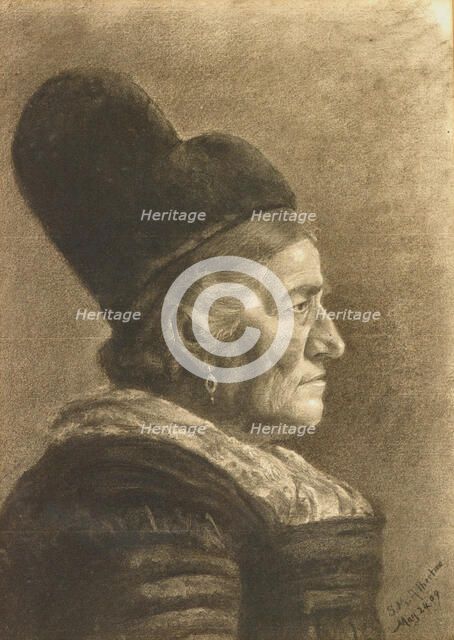 Study Head (Elderly Woman in Profile), 1909. Creator: Mary Albertine Sondermann.
