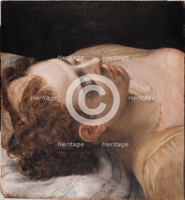 Study head of a lying woman. Creator: Floris, Frans, the Elder (1519-1570).
