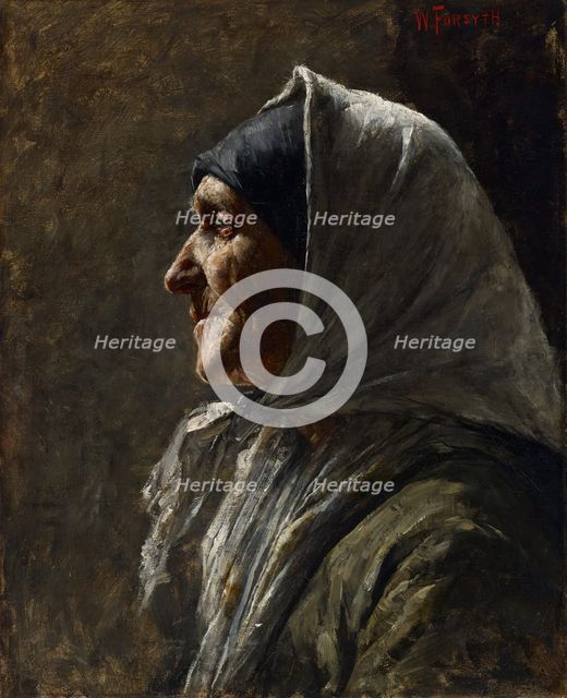 Study Head (Old Woman) (recto), study head, old man (verso), about 1883-1884. Creator: William Forsyth.
