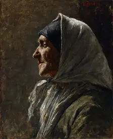 Study Head (Old Woman) (recto), study head, old man (verso), about 1883-1884. Creator: William Forsyth