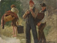 Study of carrying Farmers, 1860. Creator: Anders Monsen Askevold