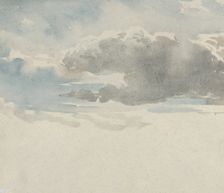 Study of Clouds (recto); Study of an Elder Bush by a Fence (verso), 1820-45. Creator: David Cox the elder