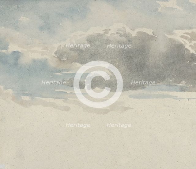 Study of Clouds (recto); Study of an Elder Bush by a Fence (verso), 1820-45. Creator: David Cox the elder.