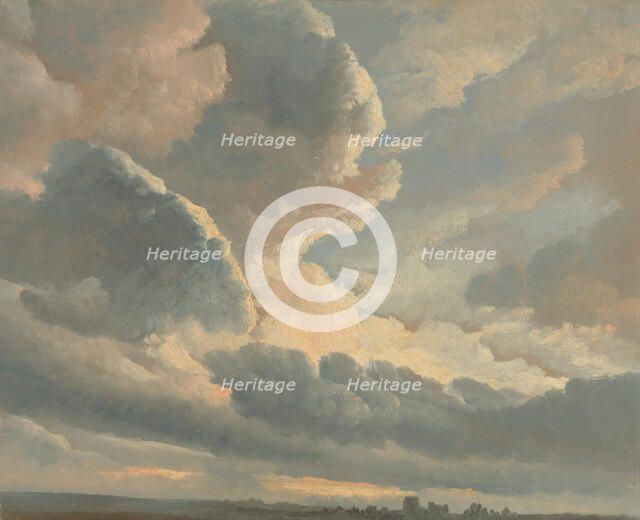 Study of Clouds with a Sunset near Rome, 1786-1801. Creator: Simon Alexandre Clement Denis.