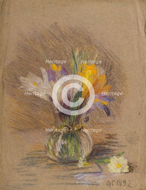 Study of a vase of crocuses, 1892. Creator: George Clausen.