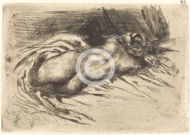 Study of a Woman, Viewed from the Back (Étude de femme vue de dos), 1833. Creator: Eugene Delacroix.