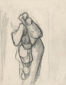 Study of a woman with a child on her back, 1940-1944. Creator: Ján Novák