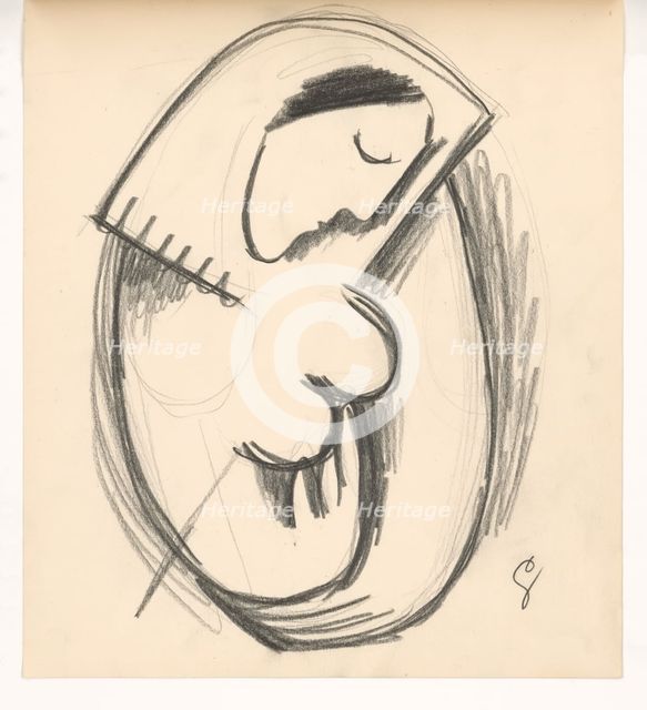 Study of a woman with a bowed head, 1938. Creator: Mikulas Galanda.