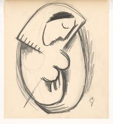 Study of a woman with a bowed head, 1938. Creator: Mikulas Galanda