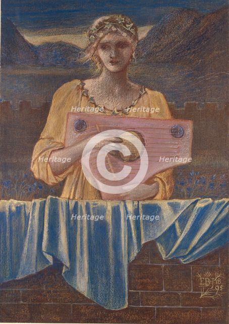 Study of a Woman with a Musical Instrument, 1895. Artist: Sir Edward Coley Burne-Jones.