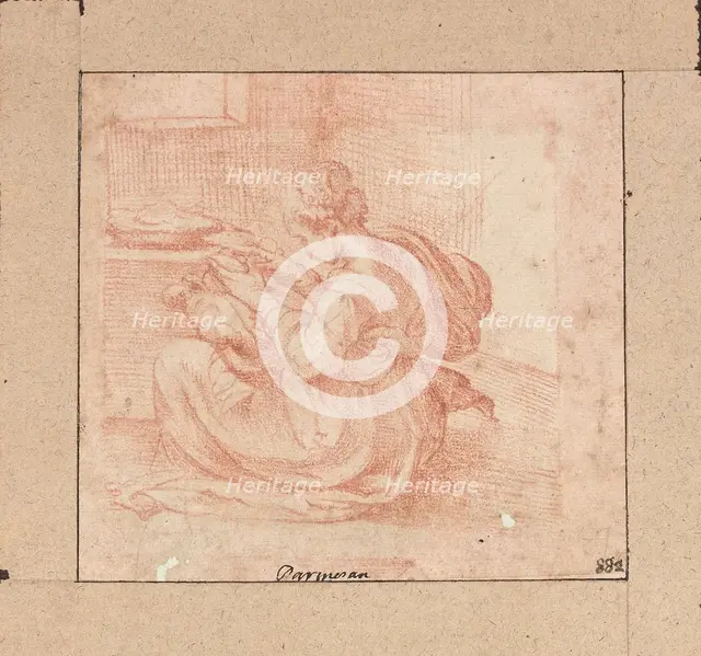 Study of a woman cooking.