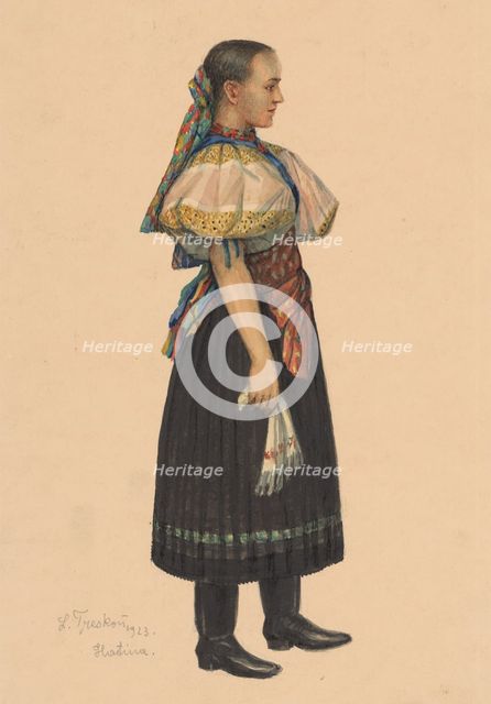 Study of a woman from Habina, 1923. Creator: Ladislav Treskon.