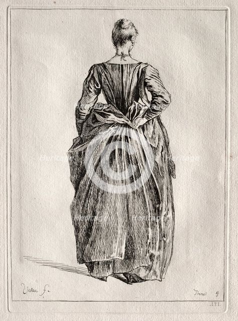 Study of a Woman from the Back. Creator: Pierre Charles Trémolière (French, 1703-1739).