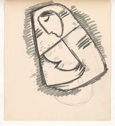 Study of a woman in a scarf composed on a diagonal, 1938. Creator: Mikulas Galanda