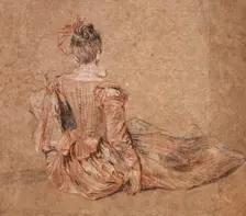 Study of a woman seen from the back by Jean-Antoine Watteau, 1716-1718. Artist: Jean-Antoine Watteau