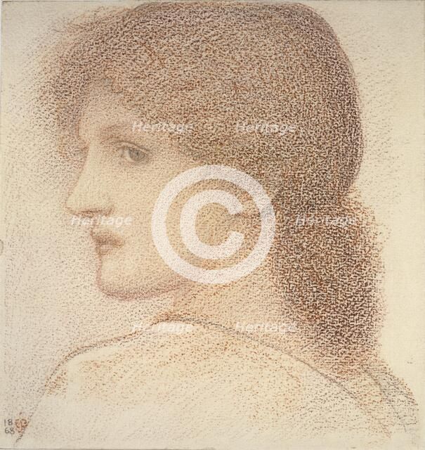 Study of a Woman's Head, turned to Left, 1886. Artist: Sir Edward Coley Burne-Jones.