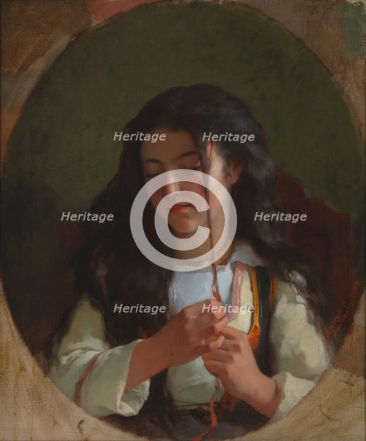 Study of a Young Girl, Pont Aven, 1869. Creator: Frederick Arthur Bridgman.