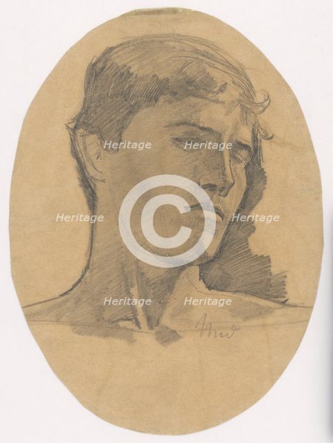 Study of a Young Man's Head, around 1873-1875. Creator: Ladislav Mednyanszky.
