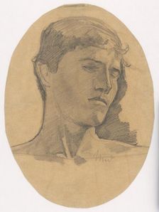 Study of a Young Man's Head, around 1873-1875. Creator: Ladislav Mednyanszky