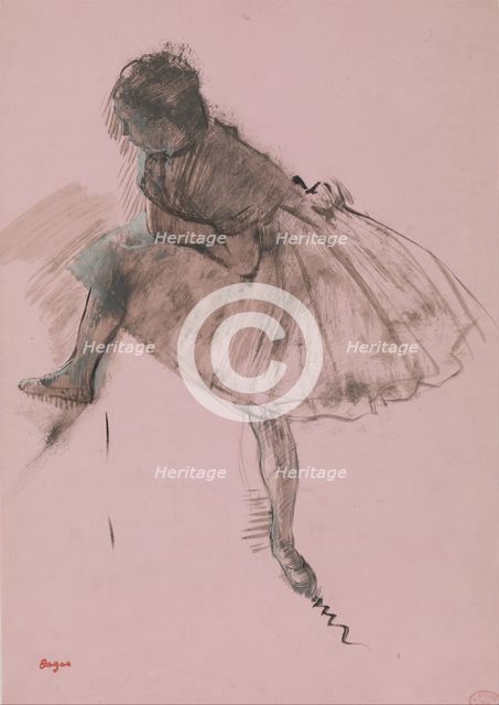 Study of a Ballet Dancer (recto); Two Studies of Dancers (verso), ca. 1873. Creator: Edgar Degas.