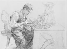 Study of a Boy Carving a Crucifix, ca. 1908. Creator: Toby E Rosenthal