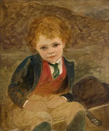 Study Of A Boy Sitting In A Wheelbarrow, 1890. Creator: Louisa Starr
