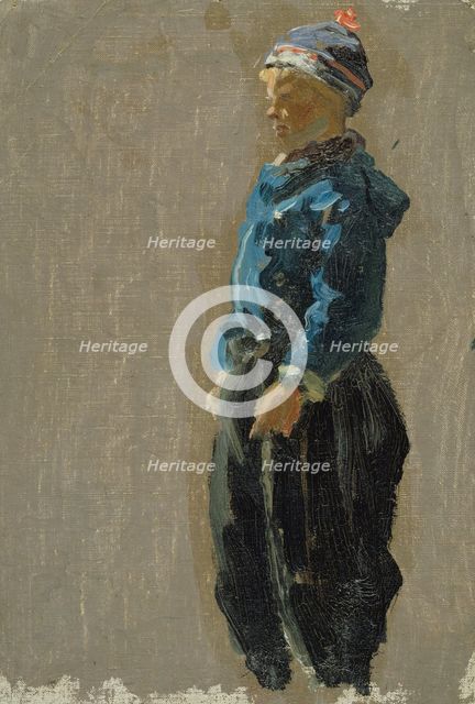 Study of a boy wearing Dutch costume, mid-late 1870s. Creator: George Clausen.