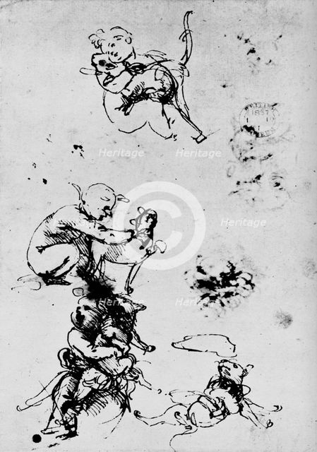 'Study of a Child with a Cat', 1478-1481 (1945). Artist: Leonardo da Vinci.