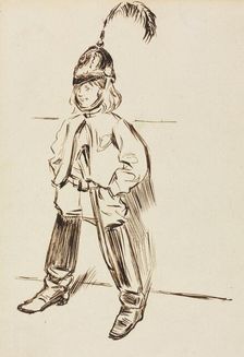 Study of a Child in Helmet and Boots. Creator: Charles Samuel Keene (British, 1823-1891)