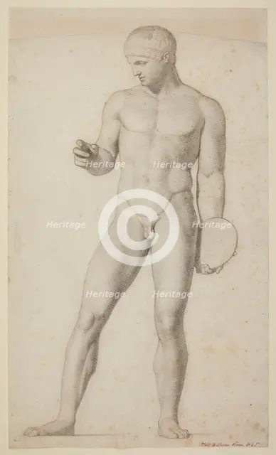Study of a 'Discobolus' sculpture, 1845. Creator: Frederick Augustus Sandys.
