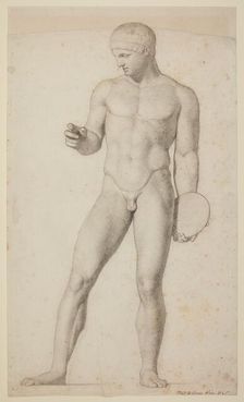 Study of a Discobolus sculpture, 1845. Creator: Frederick Augustus Sandys